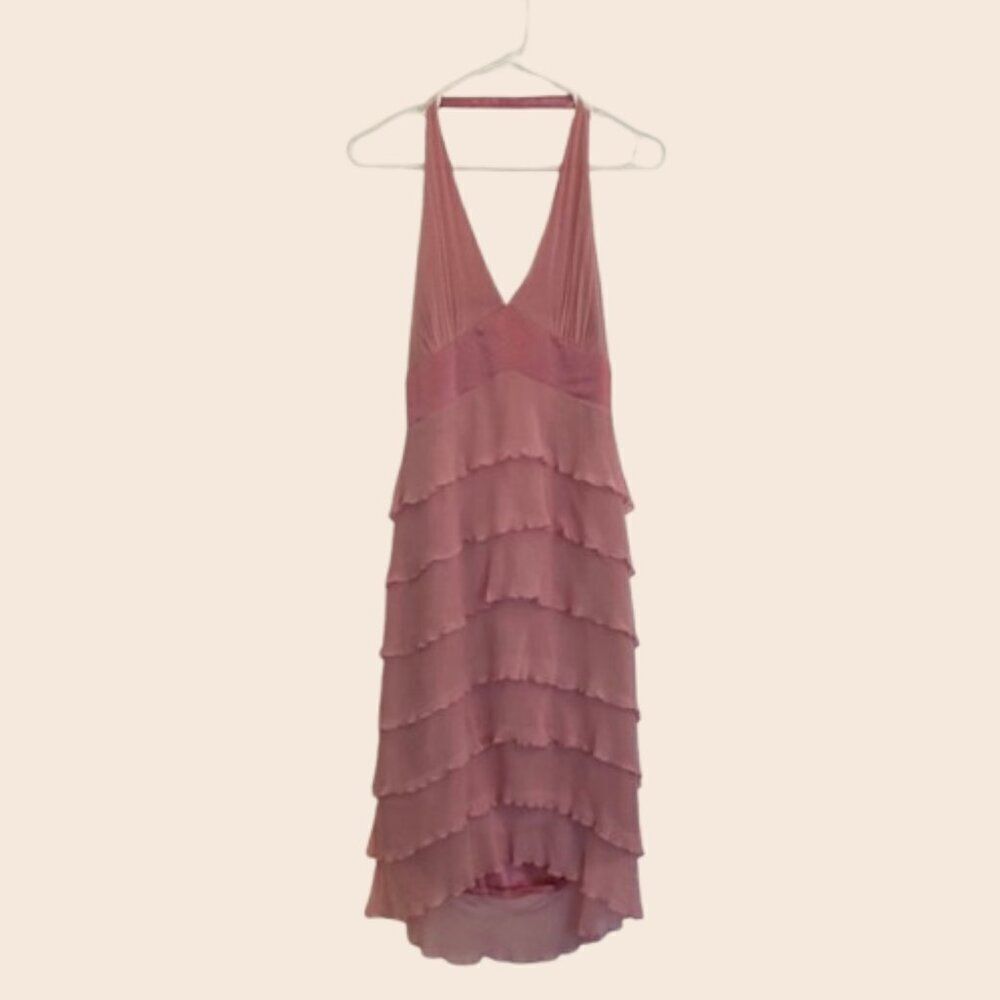 Laundry by Shelli Segal Multi Layer fairy Core Halter Silk Dress Size 12P